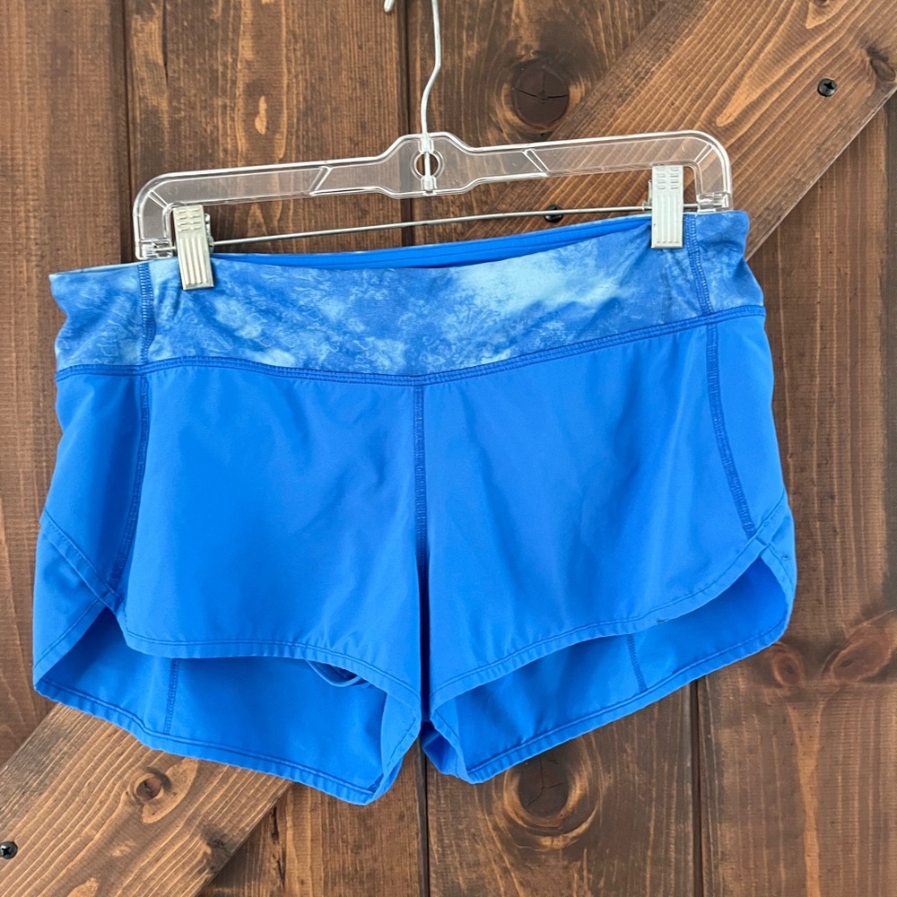 lululemon athletica Blue Running Shorts with Patterned Waistband